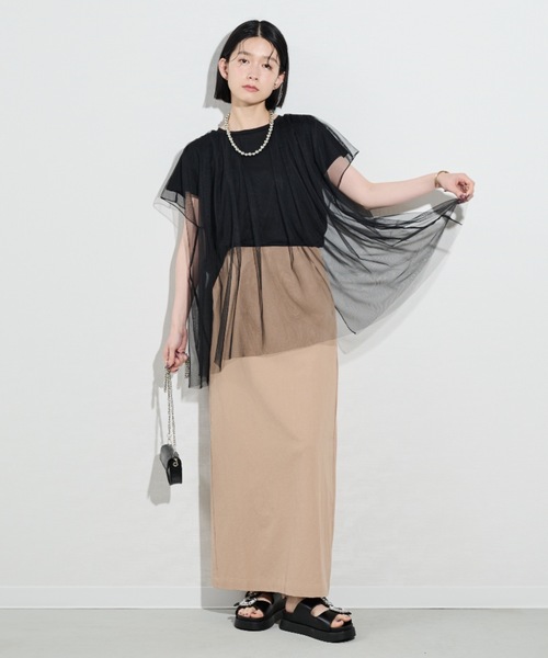 Shelly island（シェリーアイランド）の「チュールレイヤードTEE（Tシャツ/カットソー・レディース・ブラック/ホワイト・FREE）」の19枚目の写真