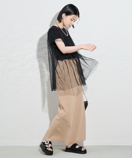 Shelly island（シェリーアイランド）の「チュールレイヤードTEE（Tシャツ/カットソー・レディース・ブラック/ホワイト・FREE）」の21枚目の写真