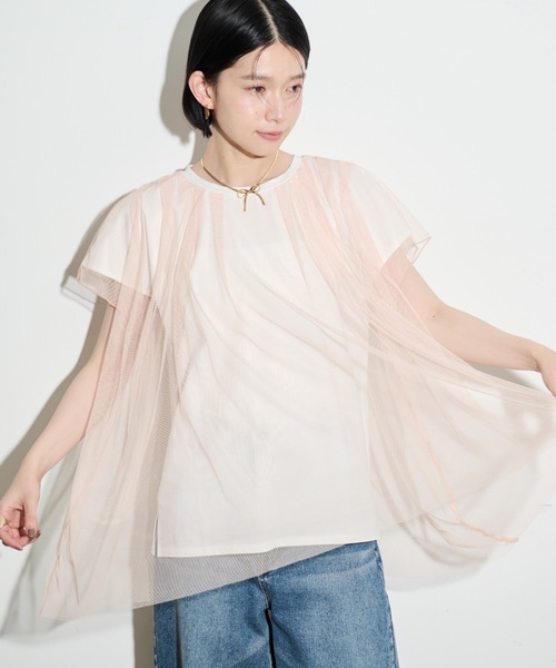 Shelly island（シェリーアイランド）の「チュールレイヤードTEE（Tシャツ/カットソー・レディース・ブラック/ホワイト・FREE）」の16枚目の写真