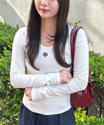 A'GEM/9 × .kom 『muah muah/ムーアムーア』 STITCH U-NECK COTTON SPAN LONG SLEEVE/Uネック ステッチ 長袖Tシャツ