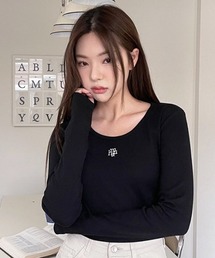 muahmuah([A[A)A'GEM/9 × .kom wmuah muah/[A[Ax STITCH U-NECK COTTON SPAN LONG SLEEVE/UlbN Xeb` TVc(TVc/Jbg\[)