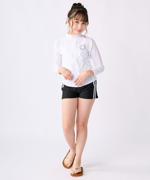 RUSTY（ラスティ）の「【RUSTY/ラスティー】キッズラッシュガード  ジップアップ UVウェア 日焼け対策 水着 スクール水着 スマイル柄（ラッシュガード・キッズ・ブラック/ホワイト/ネイビー・130/140/150/160/170）」の6枚目の写真