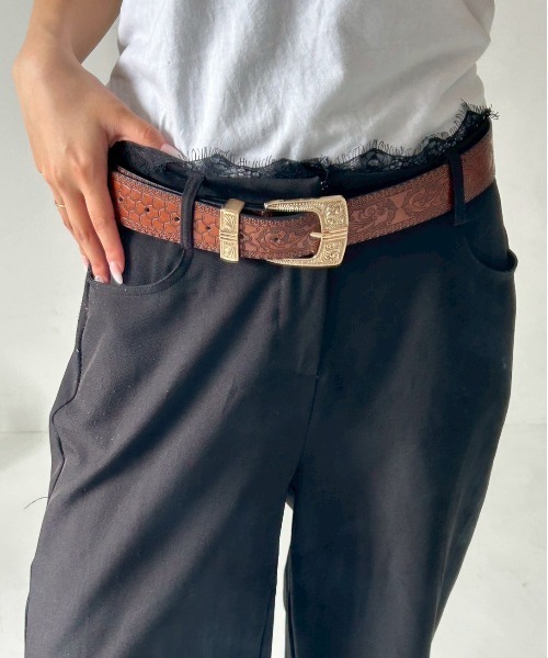 セール】ゴールド バックル ウエスタン調 ベルト（ベルト）｜Port