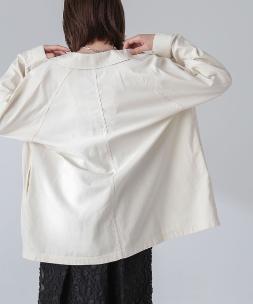 NANO universe（ナノユニバース）の「コットンシャツジャケット（シャツ/ブラウス・レディース・アイボリー/ライトカーキ・S/M）」の4枚目の写真