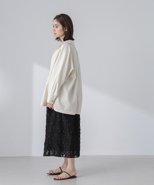 NANO universe（ナノユニバース）の「コットンシャツジャケット（シャツ/ブラウス・レディース・アイボリー/ライトカーキ・S/M）」の7枚目の写真