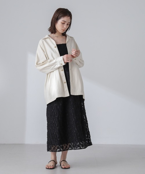 NANO universe（ナノユニバース）の「コットンシャツジャケット（シャツ/ブラウス・レディース・アイボリー/ライトカーキ・S/M）」の8枚目の写真