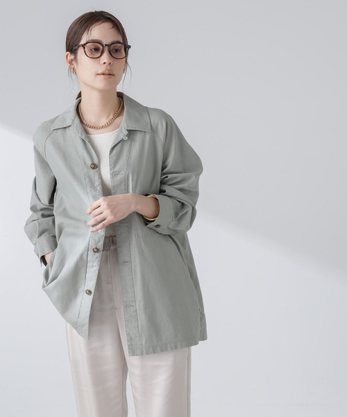 NANO universe（ナノユニバース）の「コットンシャツジャケット（シャツ/ブラウス・レディース・アイボリー/ライトカーキ・S/M）」の11枚目の写真