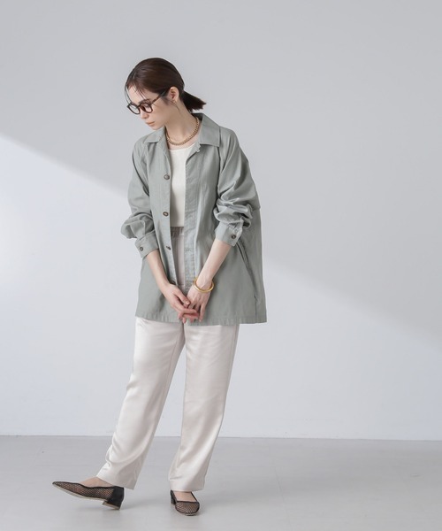 NANO universe（ナノユニバース）の「コットンシャツジャケット（シャツ/ブラウス・レディース・アイボリー/ライトカーキ・S/M）」の13枚目の写真