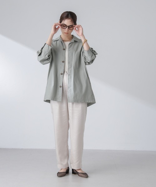 NANO universe（ナノユニバース）の「コットンシャツジャケット（シャツ/ブラウス・レディース・アイボリー/ライトカーキ・S/M）」の14枚目の写真