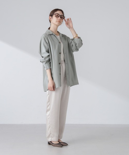 NANO universe（ナノユニバース）の「コットンシャツジャケット（シャツ/ブラウス・レディース・アイボリー/ライトカーキ・S/M）」の15枚目の写真