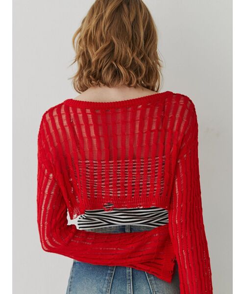 jouetie（ジュエティ）の「クロップドメッシュニット（ニット/セーター・レディース・レッド/ブラック/ピンク/アイボリー・MEDIUM）」の7枚目の写真