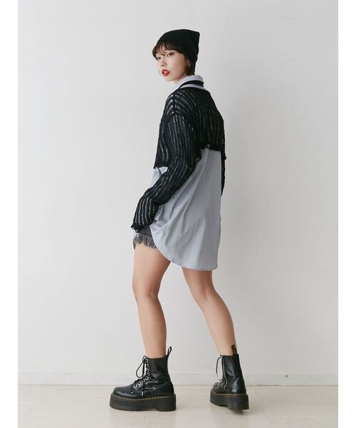 jouetie（ジュエティ）の「クロップドメッシュニット（ニット/セーター・レディース・レッド/ブラック/ピンク/アイボリー・MEDIUM）」の14枚目の写真