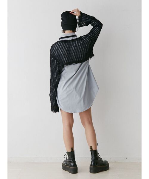 jouetie（ジュエティ）の「クロップドメッシュニット（ニット/セーター・レディース・レッド/ブラック/ピンク/アイボリー・MEDIUM）」の15枚目の写真