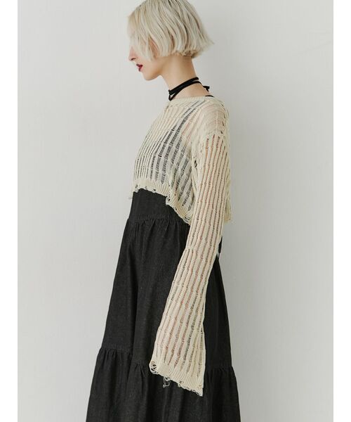 jouetie（ジュエティ）の「クロップドメッシュニット（ニット/セーター・レディース・レッド/ブラック/ピンク/アイボリー・MEDIUM）」の21枚目の写真