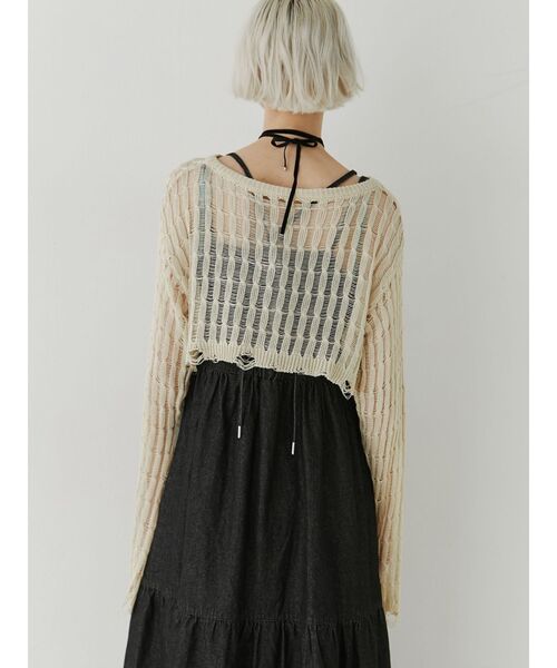 jouetie（ジュエティ）の「クロップドメッシュニット（ニット/セーター・レディース・レッド/ブラック/ピンク/アイボリー・MEDIUM）」の22枚目の写真