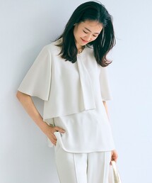 【洗える】ストレッチジョーゼット アシンメトリー カットソー