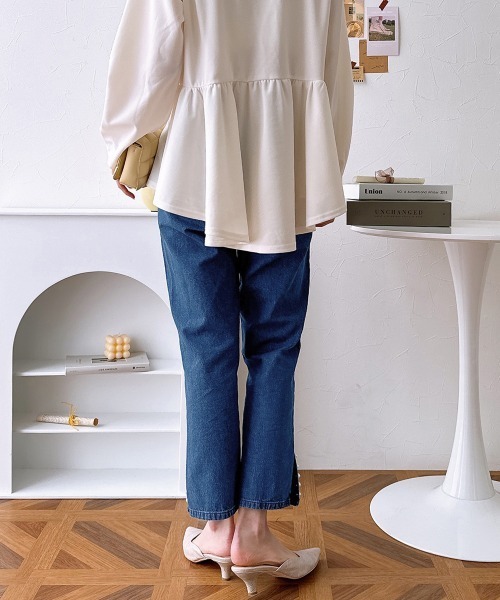 nissen（ニッセン）の「【販売終了】裾スリットパール付デニムパンツ（デニムパンツ・レディース・ブルー/チャコール・M/L）」の14枚目の写真