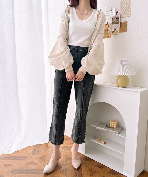 nissen（ニッセン）の「【販売終了】裾スリットパール付デニムパンツ（デニムパンツ・レディース・ブルー/チャコール・M/L）」の22枚目の写真