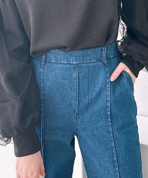 nissen（ニッセン）の「【販売終了】裾スリットパール付デニムパンツ（デニムパンツ・レディース・ブルー/チャコール・M/L）」の17枚目の写真