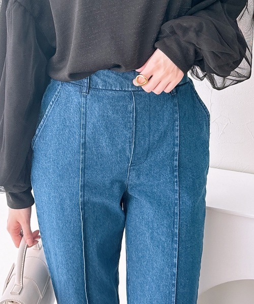 nissen（ニッセン）の「【販売終了】裾スリットパール付デニムパンツ（デニムパンツ・レディース・ブルー/チャコール・M/L）」の18枚目の写真