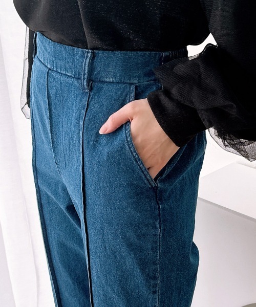 nissen（ニッセン）の「【販売終了】裾スリットパール付デニムパンツ（デニムパンツ・レディース・ブルー/チャコール・M/L）」の19枚目の写真