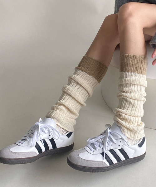 セール】レディース ルーズソックス風バイカラーレッグ