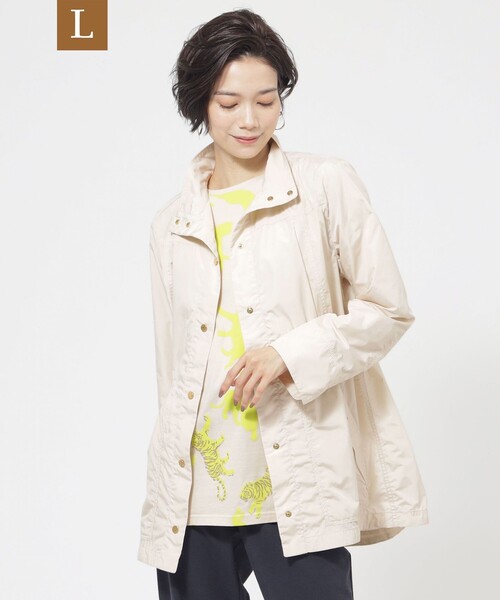 【セール】【L】【花粉対策】【UV対策】【ウォッシャブル】メモリータフタスタンドカラーコート（ステンカラーコート）｜EVEX by KRIZIA（エヴェックスバイクリツィア）