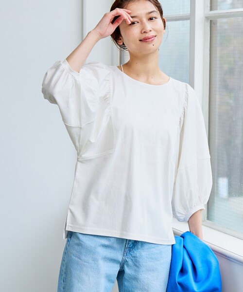 coen(コーエン)の「【RONEL】クリアスムースボリュームスリーブカットソー(Tシャツ/カットソー・レディース・オフホワイト/ライトグレー/ブラック・M/S)」の7枚目の写真