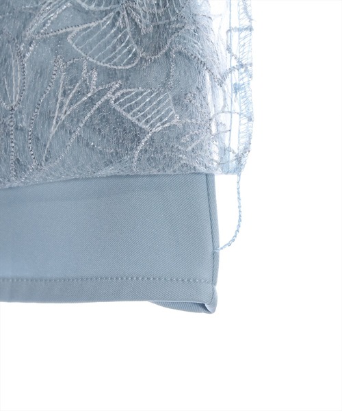 G3973*極上カシミヤ☆花柄☆レース☆スカート☆水色 白ホワイト clear（クリア）の「花柄刺繍レースフレアスカート≪2024SS新作
