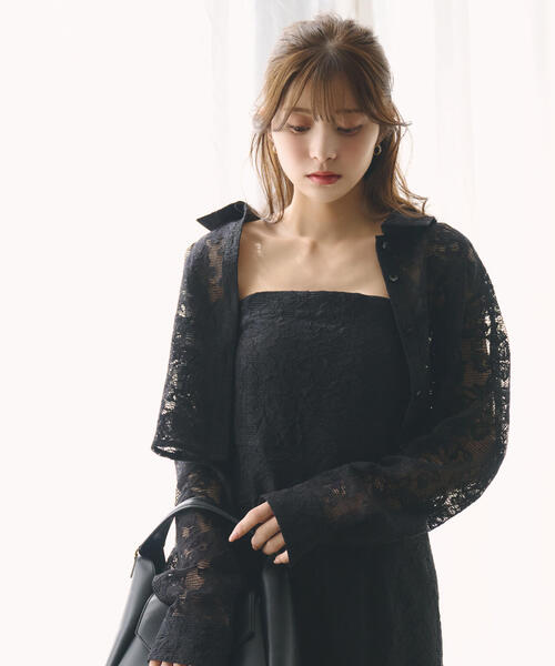 PROPORTION BODY DRESSING(プロポーションボディドレッシング)の「メッシュレースシャツ / 1214110410(シャツ/ブラウス・レディース・ブラック/ホワイト・FREE)」の2枚目の写真