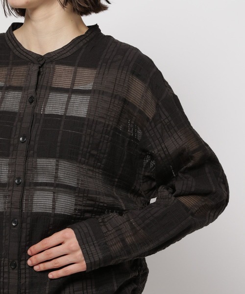 niko and...(ニコアンド)の「シアーチェックシャーリングシャツ(シャツ/ブラウス・レディース・ブルー/ブラック/アイボリー・FREE)」の10枚目の写真