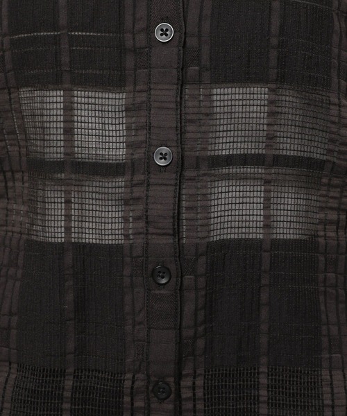 niko and...(ニコアンド)の「シアーチェックシャーリングシャツ(シャツ/ブラウス・レディース・ブルー/ブラック/アイボリー・FREE)」の4枚目の写真