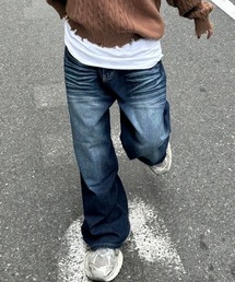 Chikashitsu +(`JVcvX)́yChikashitsu +zdesign washing wide denim pants / y`JVcvXzfUCEHbVOChfjpc(fjpc)