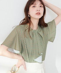 スカーフボータイフレア袖ブラウス