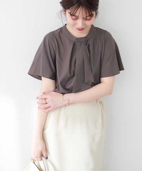 natural couture（ナチュラルクチュール）の「スカーフボータイフレア袖ブラウス（シャツ/ブラウス・レディース・グレイッシュベージュ/アイボリー/ブラウン/その他2/その他1/ネイビー/ミント・FREE）」の3枚目の写真