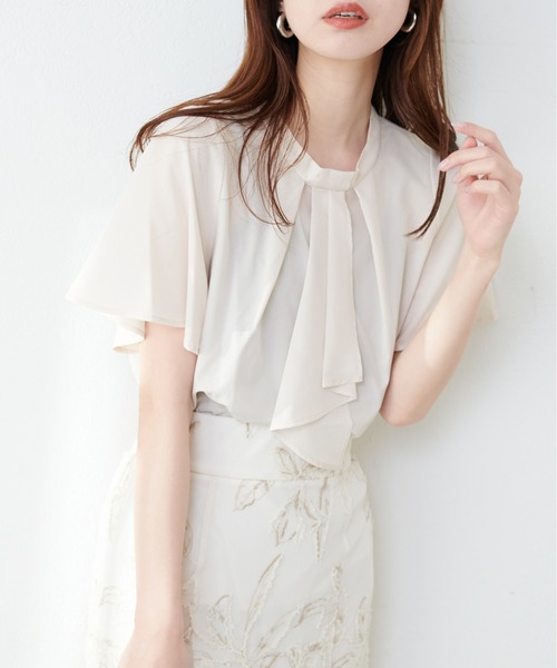 natural couture（ナチュラルクチュール）の「スカーフボータイフレア袖ブラウス（シャツ/ブラウス・レディース・グレイッシュベージュ/アイボリー/ブラウン/その他2/その他1/ネイビー/ミント・FREE）」の8枚目の写真