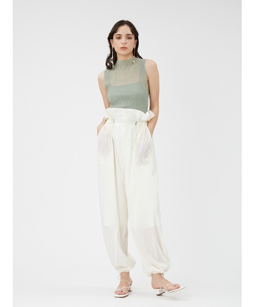 FRAY I.D(フレイアイディー)の「フリルドロストパラシュートパンツ(その他パンツ・レディース・ライトグレー/ホワイト/ネイビー・1/0)」の2枚目の写真