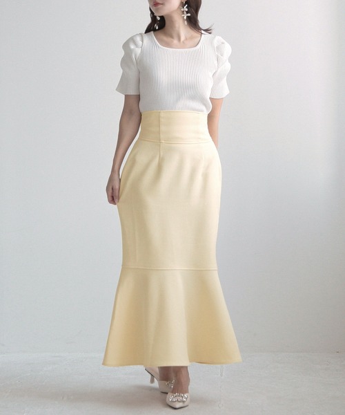 Julia Boutique（ジュリアブティック）の「スクエアネックパワショルニットトップス/24015（ニット/セーター・レディース・ブラック/ブルー/ホワイト/ピンク・ONE）」の11枚目の写真