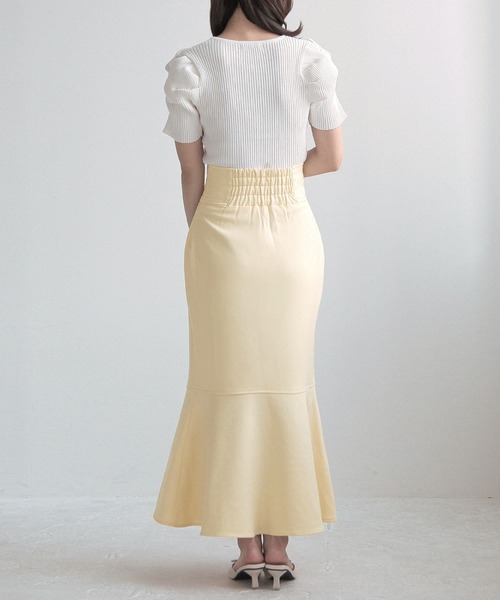 Julia Boutique（ジュリアブティック）の「スクエアネックパワショルニットトップス/24015（ニット/セーター・レディース・ブラック/ブルー/ホワイト/ピンク・ONE）」の10枚目の写真