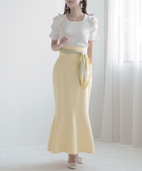 Julia Boutique（ジュリアブティック）の「スクエアネックパワショルニットトップス/24015（ニット/セーター・レディース・ブラック/ブルー/ホワイト/ピンク・ONE）」の7枚目の写真