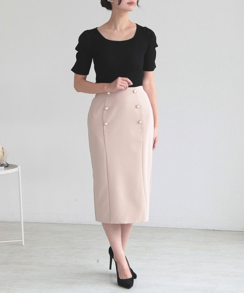 Julia Boutique（ジュリアブティック）の「スクエアネックパワショルニットトップス/24015（ニット/セーター・レディース・ブラック/ブルー/ホワイト/ピンク・ONE）」の6枚目の写真