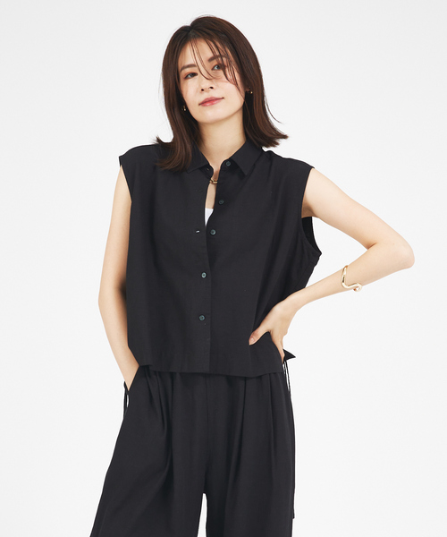 abahouse mavie(アバハウスマヴィ)の「【セットアップ対応】レーヨンリネンノースリーブシャツ(シャツ/ブラウス・レディース・カーキ/ブラック/レッド/ベージュ・フリー)」の21枚目の写真