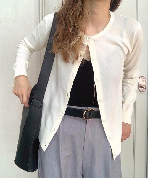 Q（キュー）の「UVクルーカーデ（カーディガン/ボレロ・レディース・グリーン系/ホワイト/ラベンダー・MEDIUM）」の12枚目の写真