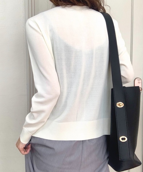 Q（キュー）の「UVクルーカーデ（カーディガン/ボレロ・レディース・グリーン系/ホワイト/ラベンダー・MEDIUM）」の13枚目の写真