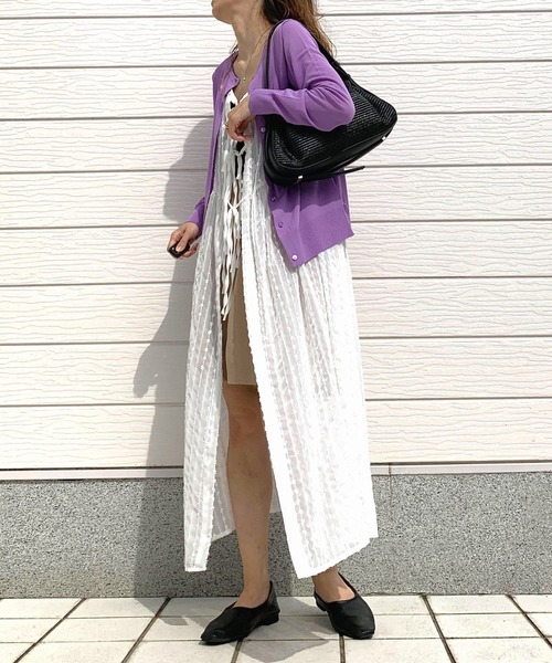 Q（キュー）の「UVクルーカーデ（カーディガン/ボレロ・レディース・グリーン系/ホワイト/ラベンダー・MEDIUM）」の14枚目の写真