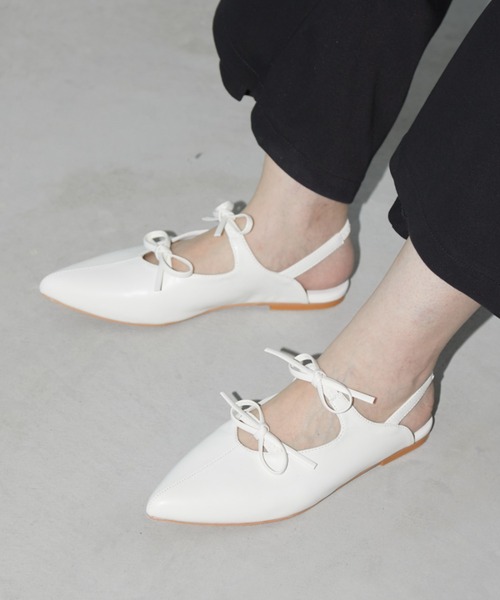 Aunt Marie's(アントマリーズ)の「ダブルリボンポインテッドサンダル(サンダル・レディース・ホワイト/ブラック/シルバー・S/M/L)」の10枚目の写真