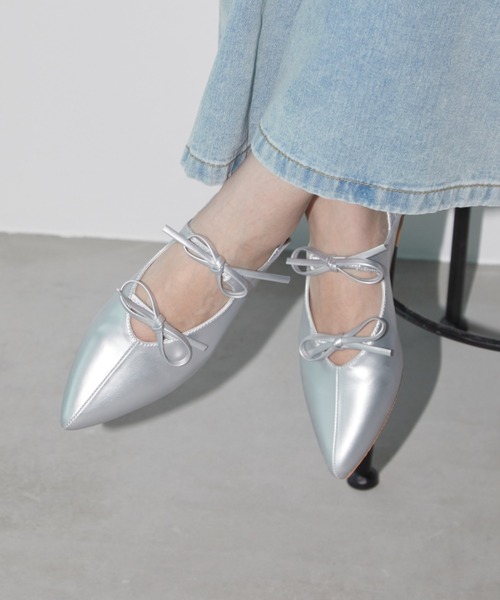 Aunt Marie's(アントマリーズ)の「ダブルリボンポインテッドサンダル(サンダル・レディース・ホワイト/ブラック/シルバー・S/M/L)」の20枚目の写真