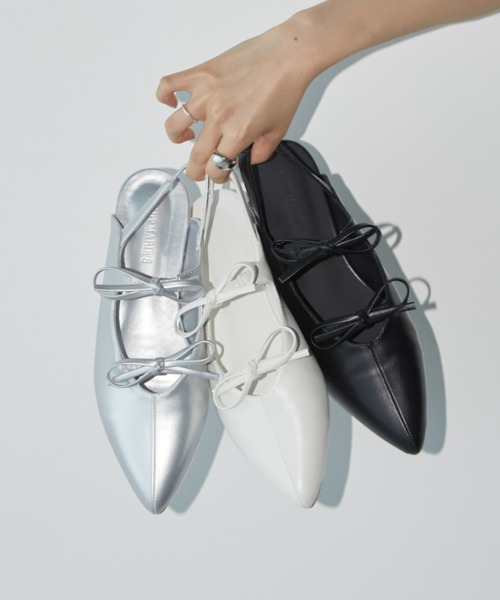 Aunt Marie's(アントマリーズ)の「ダブルリボンポインテッドサンダル(サンダル・レディース・ホワイト/ブラック/シルバー・S/M/L)」の17枚目の写真