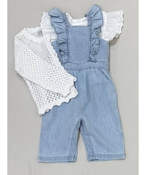 GAP（ギャップ）の「Babygapフラッターフリル デニム ジャンプ