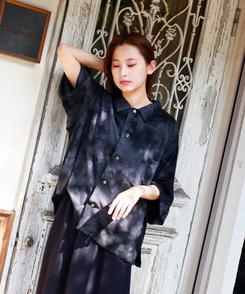 SUNNY SPORTS(サニースポーツ)の「SUNNY SPORTS / サニースポーツ TIE-DYE BOX SHIRTS タイダイ ボックスシルエット レーヨン半袖シャツ(シャツ/ブラウス・メンズ・ブラック/ベージュ・MEDIUM/LARGE/X-SMALL)」の2枚目の写真